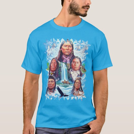 Trendy Aquamarin Blue Berühmte Indianer Mens T-Shirt (Vorderseite)