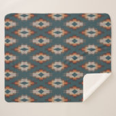 Trendy Aquamarin Blue Orange Dark Brown Gray Triba Sherpadecke (Vorderseite (Horizontal))