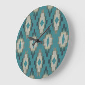 Trendy Aquamarin Blue Taupe Brown Beige Gran Café Große Wanduhr (Winkel)
