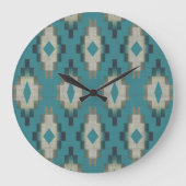 Trendy Aquamarin Blue Taupe Brown Beige Gran Café Große Wanduhr (Vorderseite)