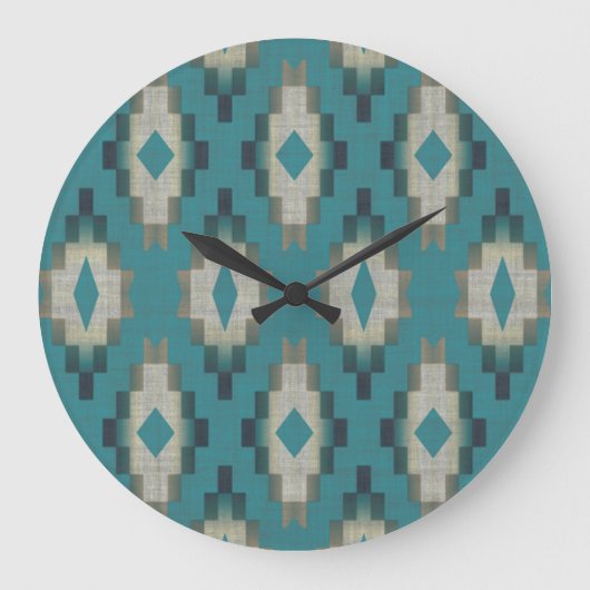 Trendy Aquamarin Blue Taupe Brown Beige Gran Café  Große Wanduhr (Vorderseite)
