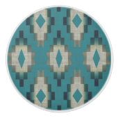 Trendy Aquamarin Blue Taupe Brown Beige Gran Café Keramikknauf (Vorderseite)