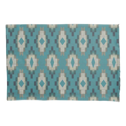 Trendy Aquamarin Blue Taupe Brown Beige Gran Café  Kissenbezug (Vorderseite-Links)