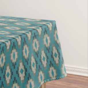 Trendy Aquamarin Blue Taupe Brown Beige Gran Café  Tischdecke