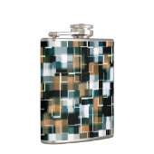 Trendy Aquamarin Brown Schwarz-weiß Kariert Flachmann (Rechts)