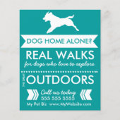 Trendy Aquamarin Dog Silhouette Dog Walker Flyer (Vorne)