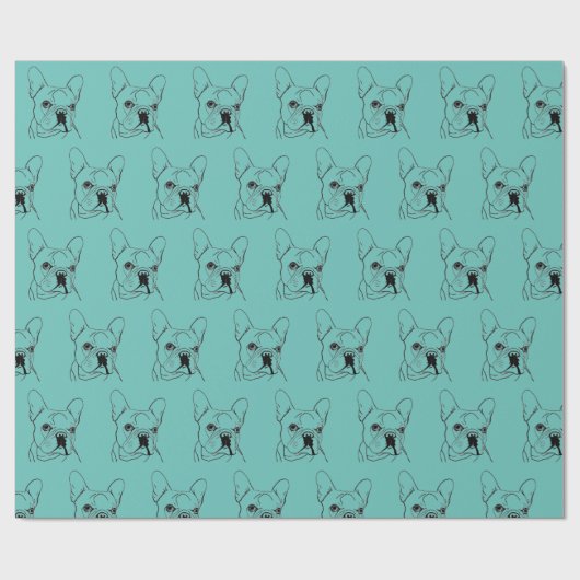 Trendy Aquamarin French Bulldog Bull Dog Geschenkpapier (Flach)