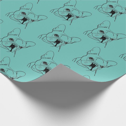 Trendy Aquamarin French Bulldog Bull Dog Geschenkpapier (Ecke)