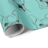 Trendy Aquamarin French Bulldog Bull Dog Geschenkpapier (Rolleneckpunkt)