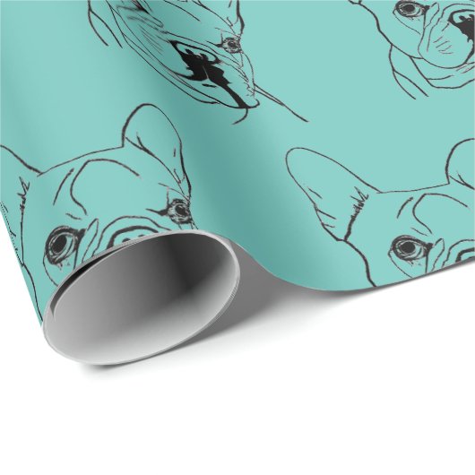 Trendy Aquamarin French Bulldog Bull Dog Geschenkpapier (Rolleneckpunkt)
