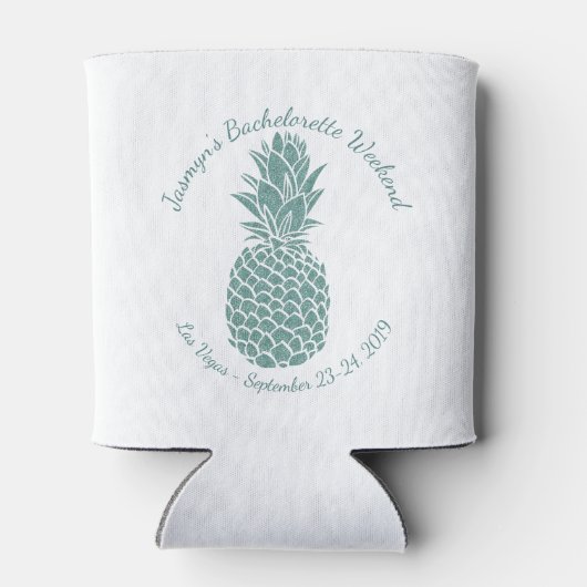 Trendy Aquamarin Glitzer Ananas Junggeselinnen-Abs Dosenkühler (Rückseite)