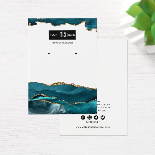 Trendy Aquamarin & Gold Agate Earring Display (Schreibtisch)