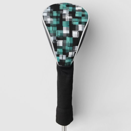 Trendy Aquamarin Green Blue Schwarz-weiß Abstrakt Golf Headcover (Vorderseite)