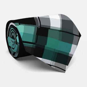 Trendy Aquamarin Green Blue Schwarz-weiß Abstrakt  Krawatte