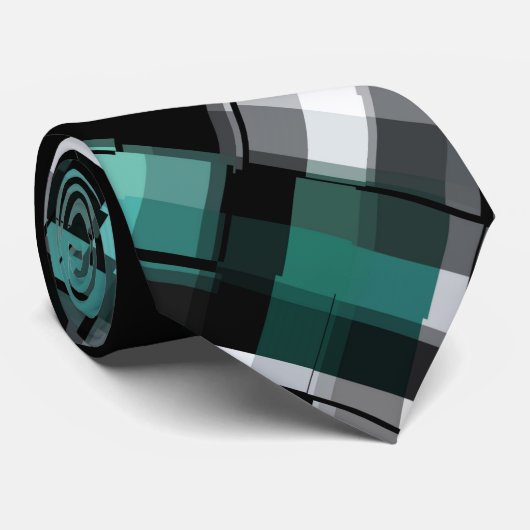 Trendy Aquamarin Green Blue Schwarz-weiß Abstrakt Krawatte (Gerollt)