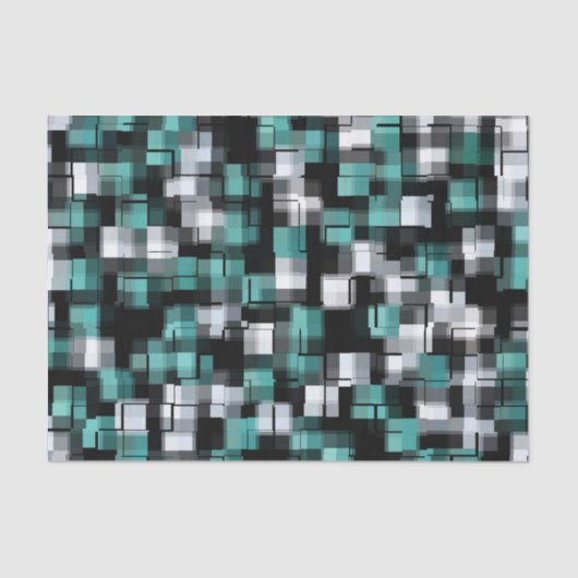 Trendy Aquamarin Green Blue Schwarz-weiß Abstrakt  Seidenpapier (Vorderseite)