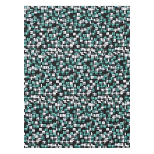 Trendy Aquamarin Green Blue Schwarz-weiß Abstrakt Tischdecke (Vorderseite)