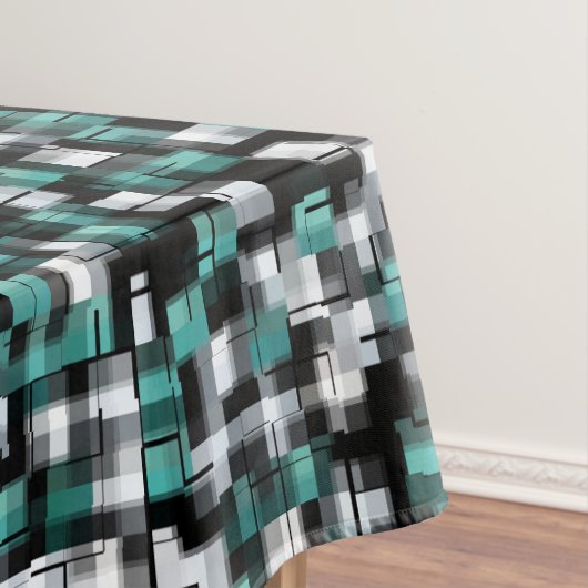 Trendy Aquamarin Green Blue Schwarz-weiß Abstrakt Tischdecke (Beispiel)