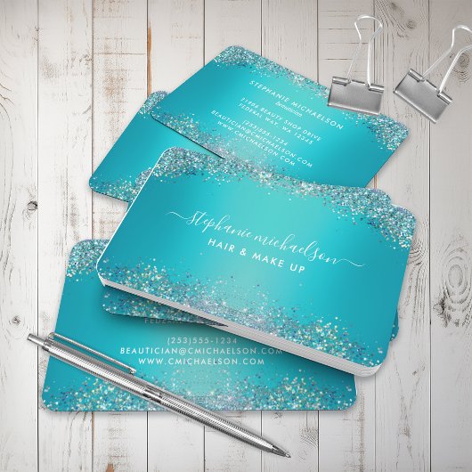 Trendy Aquamarin Holographic Glitzer Hair Makeup S Visitenkarte