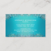Trendy Aquamarin Holographic Glitzer Hair Makeup S Visitenkarte (Rückseite)