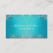 Trendy Aquamarin Holographic Glitzer Hair Makeup S Visitenkarte (Vorderseite)