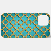Trendy Aquamarin Imitate Shiny Gold Glitzer Mosaik Case-Mate iPhone Hülle (Rückseite (Horizontal))