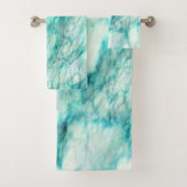 Trendy Aquamarin Marble Pattern Badhandtuch Set (Insitu)