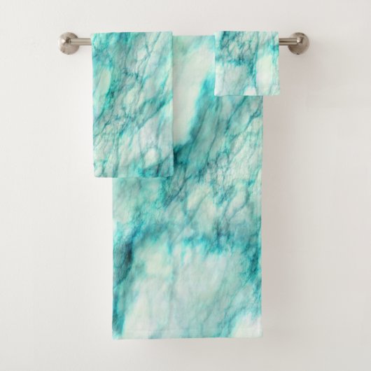 Trendy Aquamarin Marble Pattern Badhandtuch Set (Insitu)
