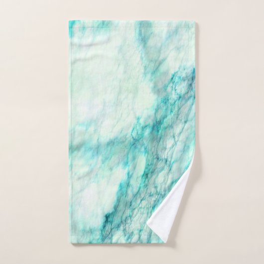 Trendy Aquamarin Marble Pattern Badhandtuch Set (Handtuch)
