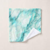 Trendy Aquamarin Marble Pattern Badhandtuch Set (Waschlappen)