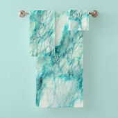 Trendy Aquamarin Marble Pattern Badhandtuch Set