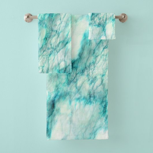Trendy Aquamarin Marble Pattern Badhandtuch Set