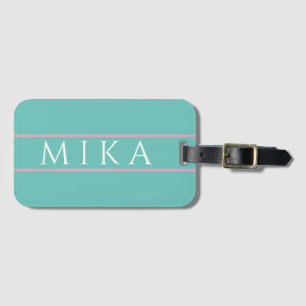 Trendy Aquamarin mit hellrosa Linien, DIY-Name Gepäckanhänger