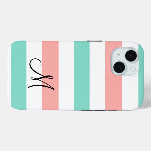 Trendy Aquamarin Monogram Modern Smartphone Case-Mate iPhone Hülle (Rückseite (Horizontal))