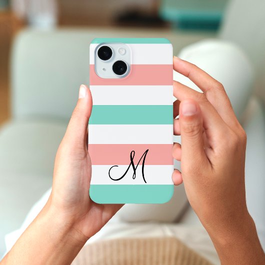 Trendy Aquamarin Monogram Modern Smartphone Case-Mate iPhone Hülle