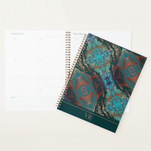 Trendy Aquamarin Monogram Planer