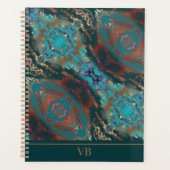 Trendy Aquamarin Monogram Planer (Vorderseite)