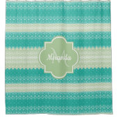 Trendy Aquamarin Neo Mint Green Strick Muster und Duschvorhang (Vorderseite)