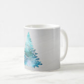 Trendy Aquamarin Silver Glitzer Tree Weihnachten Kaffeetasse (VorderseiteRechts)
