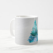 Trendy Aquamarin Silver Glitzer Tree Weihnachten Kaffeetasse (Vorderseite Links)