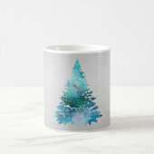 Trendy Aquamarin Silver Glitzer Tree Weihnachten Kaffeetasse (Mittel)