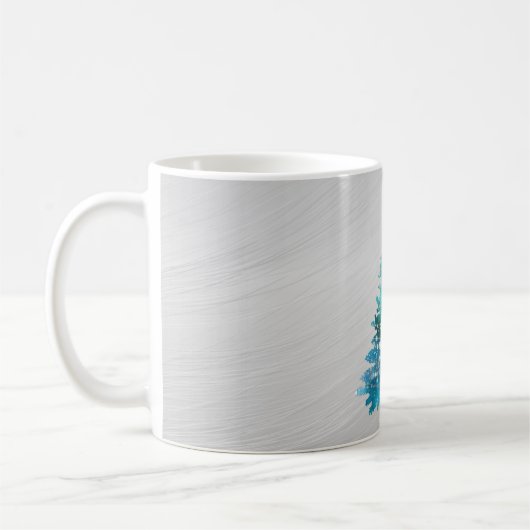 Trendy Aquamarin Silver Glitzer Tree Weihnachten Kaffeetasse (Links)