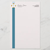 Trendy Aquamarin Stripes Gold Logo Briefpapier (Vorderseite)