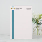 Trendy Aquamarin Stripes Gold Logo Briefpapier (Stehend Vorderseite)