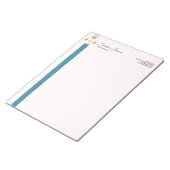 Trendy Aquamarin Stripes Gold Logo Notizblock (angewinkelt)