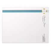 Trendy Aquamarin Stripes Gold Logo Notizblock (Vorderseite)