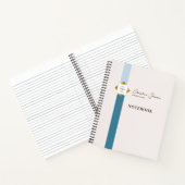 Trendy Aquamarin Stripes Gold Logo Notizblock (Innenseite)
