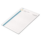 Trendy Aquamarin Stripes Gold Logo Notizblock (angewinkelt)