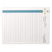 Trendy Aquamarin Stripes Gold Logo Notizblock (Vorderseite)