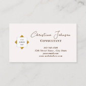 Trendy Aquamarin Stripes Gold Logo Visitenkarte (Rückseite)